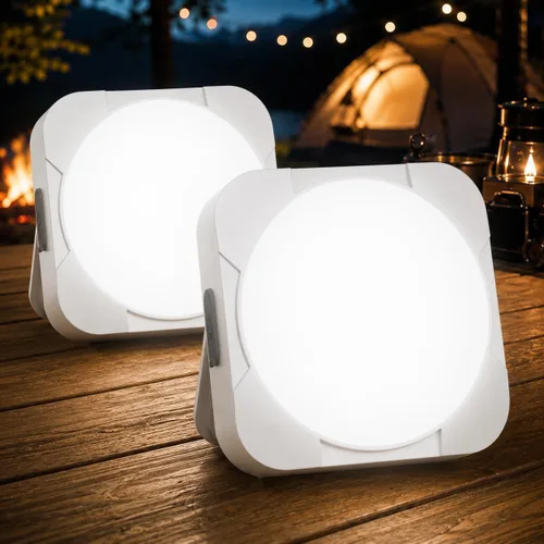 Paquete de 2 linternas LED recargables para campamento: luz de tienda de campaña con batería de 2000 mAh con imán, linterna impermeable esencial