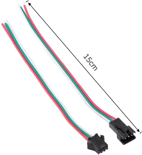 Vista 3 de 10 pares JST SM 3 pines conectores cable para WS2812 WS2812B tira LED, 5.9 in/5.9 pulgadas de longitud hembra macho enchufe LED cables de conector