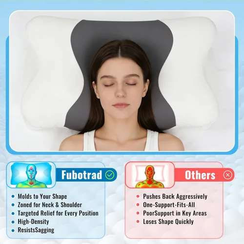 Vista 3 de Almohada para dormir de lado para aliviar el dolor de cuello, almohada de apoyo cervical contorneada para adultos, almohada ergonómica con dolor