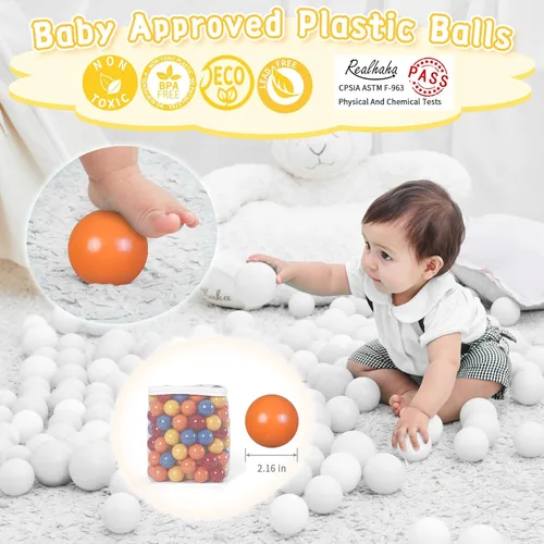Vista 3 de Realhaha Colorful Ball Pit Balls Ball Pit Balls 2.2 Inch, 100 Count, Ideal for Kids' Ball Pit and Baby Pool
