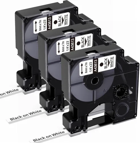 Vista 20 de Freshworld 3-Pack Replace for Dymo D1 Label Tape Clear 1/2'' 45010 Compatible with Dymo Label Maker Refills Black on Clear for Labelmanager 160 210D