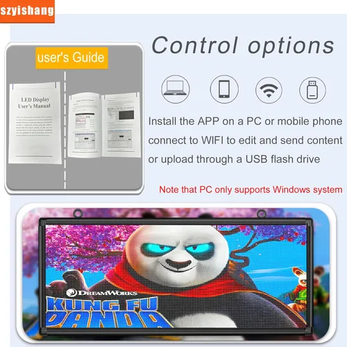 Vista 6 de YS - Señal LED programable P6 para exteriores (40 x 18 pulgadas), WiFi + control USB, señal digital de desplazamiento, tablero de mensajes