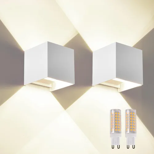 Vista 13 de 2 piezas de luces de pared G9 para exterior/interior, apliques de pared con luces hacia arriba y abajo, IP65 impermeables, iluminación moderna