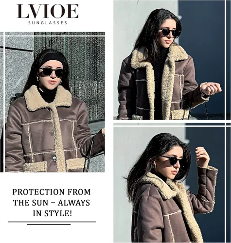 Vista 8 de LVIOE Gafas de sol polarizadas clásicas para mujer, gafas de sol redondas ligeras con protección UV para conducir LS2236