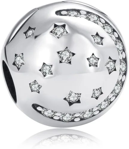 Clip tapón encanto 925 plata esterlina Lock encanto Spacer encanto luna encanto estrella Encanto para pandora pulsera