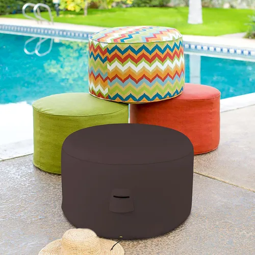 Vista 16 de Covers & all Funda otomana redonda, PVC de 12 onzas, impermeable, resistente a los rayos UV y a la intemperie, protector de muebles de jardín