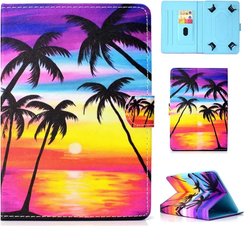 Vista 38 de Funda universal para tablet de 7 pulgadas, piel sintética [ranuras para tarjetas], cubierta magnética, para Samsung Galaxy Tab E/Tab A 7.0, Fire 7