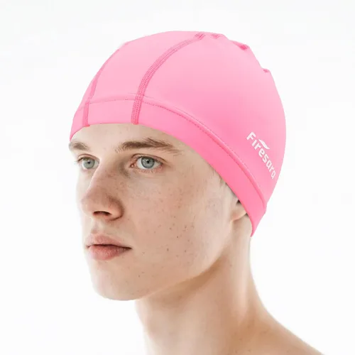 Vista 15 de Gorro de natación de tela Firesara, gorro de baño de alta elasticidad mantiene el cabello limpio y transpirable, se ajusta tanto al cabello largo