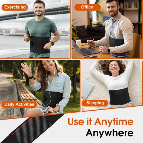 Vista 4 de Cinturón de hernia umbilical para hombres y mujeres, artículos elegibles para la FSA, soporte de hernia con 2 almohadillas de compresión extraíbles