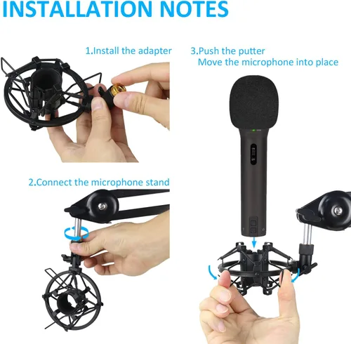 Vista 7 de SUNMON Q2U USB/XLR Soporte de montaje de micrófono para reducir la vibración y el ruido, adecuado para Samson Q2U USB/XLR Dynamic Mic