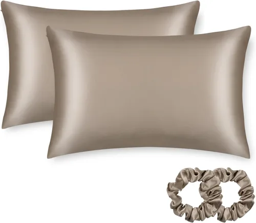 Vista 25 de ALASKA BEAR - Funda de almohada de seda para el cuidado del cabello y la piel, para un sueño reparador, de seda de morera 100% real, Crema