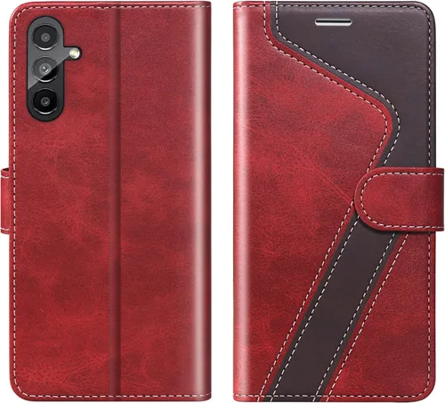 Vista 11 de Funda tipo cartera para Samsung Galaxy A13 5G, funda de cuero con tapa con bloqueo RFID, soporte para tarjetas de crédito, soporte magnético