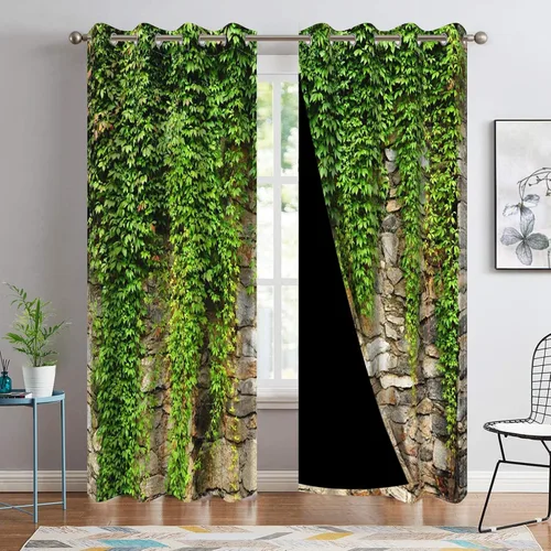 Vista 114 de Cortinas opacas para ventana con vista de cascada, día soleado, amanecer, primavera, paisaje natural, cortinas de ventana con aislamiento térmico