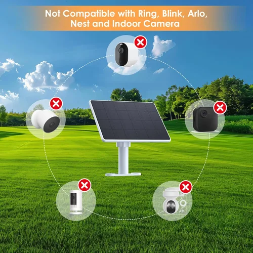 Vista 6 de Panel solar para cámara de seguridad, paneles solares de 6 W con puerto micro USB y USB-C para cámara exterior de 5 V CC, cargador solar para cámara