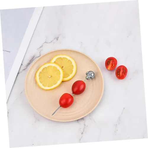 Vista 4 de Abaodam 10 piezas de palitos de guarnición de frutas de calavera para bebidas de Navidad, brochetas de sándwich, aceitunas, cojines decorativos
