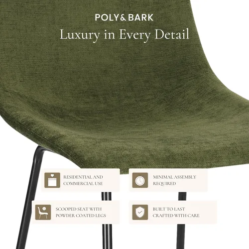 Vista 75 de POLY & BARK Paxton - Juego de 2 sillas de comedor modernas con respaldo bajo, tapicería de piel sintética y base de acero negro mate, asiento cómodo