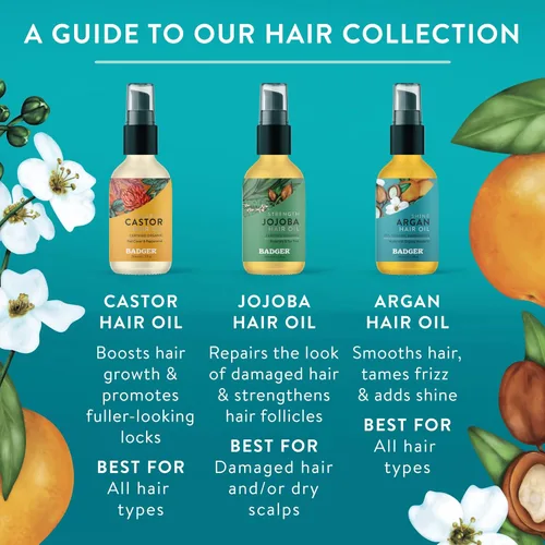 Vista 6 de Badger Aceite orgánico de argán para el cabello, restaura un brillo saludable para secar el cabello quebradizo, aceite de argán marroquí orgánico