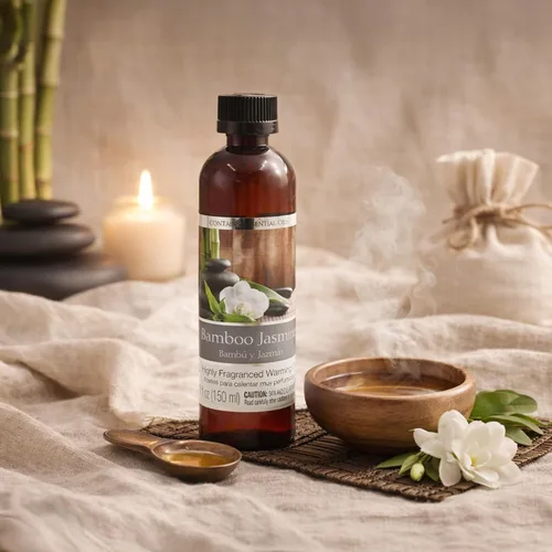 Vista 5 de Hosley 's Juego de 2, aceites de calentamiento de fragancia de jazmín de bambú de 5 onzas. Regalo ideal para bodas, spa, reiki, meditación, baño. P1