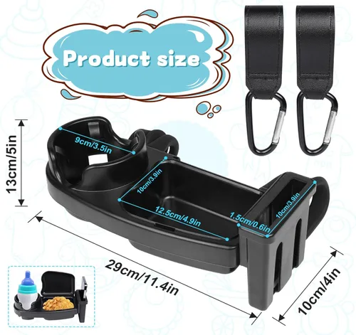 Vista 3 de Bandeja universal para refrigerios 3 en 1, estable y antideslizante, soporte flexible para teléfono con 2 ganchos, rotación de 360°, accesorios