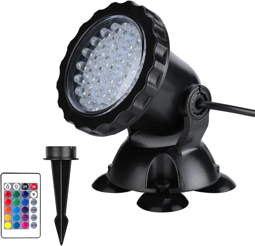 Luces LED de estanque bajo el agua, luces de fuente impermeables LED sumergibles, luces de paisaje que cambian de color con control remoto, 36