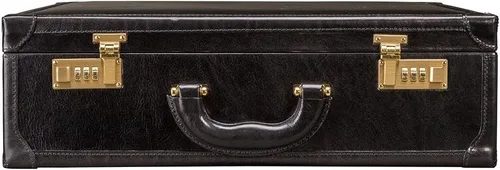Vista 3 de Maxwell Scott Mens Quality Leather Large Attaché Briefcase The Buroni Handmade In Italy Night Black