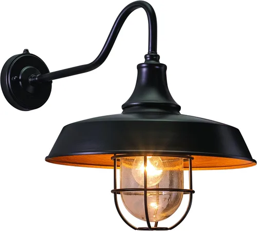 Vista 11 de VAXCEL Dorado - Lámpara de pared de acero para interiores y exteriores, 9 pulgadas de ancho x 9 pulgadas de alto, aplique de pared rústico