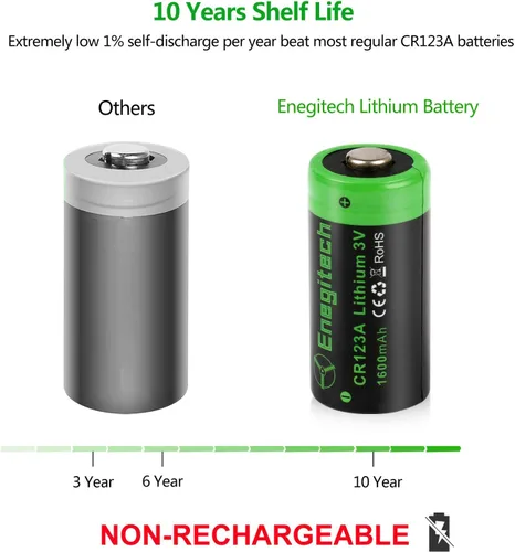 Vista 2 de CR123A - Batería de litio de 3 V, batería de litio de 123 voltios, para sensor de seguridad del hogar, sensor de movimiento