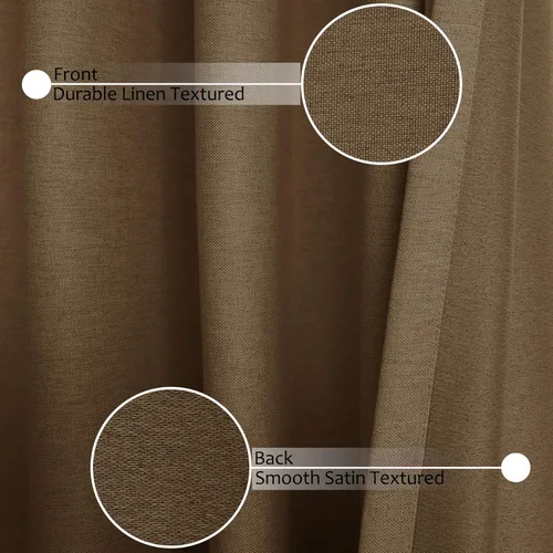 Vista 26 de Frelement Cortinas opacas de lino natural, paneles de cortinas con bolsillo para barra y pestaña trasera, para sala de estar, cortinas