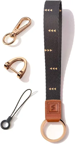 Vista 16 de SENLLY Correa de cordón para llaves, diseño de patrón original para llavero de muñeca