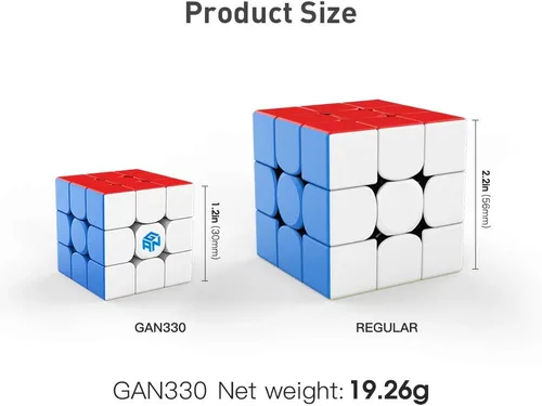 Vista 3 de GAN Cubo de llavero 330, mini llavero de 3 x 3, cubo de velocidad pequeño sin asiento 3by3, versión estándar, 1.2 pulgadas