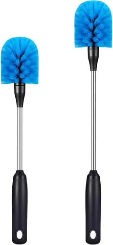 Vista 11 de MOSOLAN Cepillo para botellas de acero inoxidable con cabezal reemplazable, cepillo de mango largo para botellas de agua, cristalería, tazas