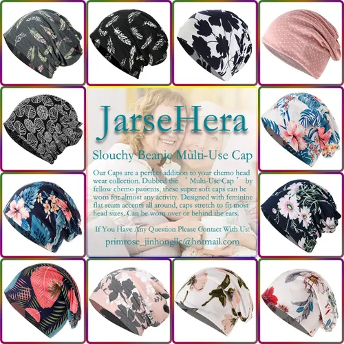Vista 6 de JarseHera Gorros de algodón para quimioterapia para mujer, gorro para el cáncer, turbante