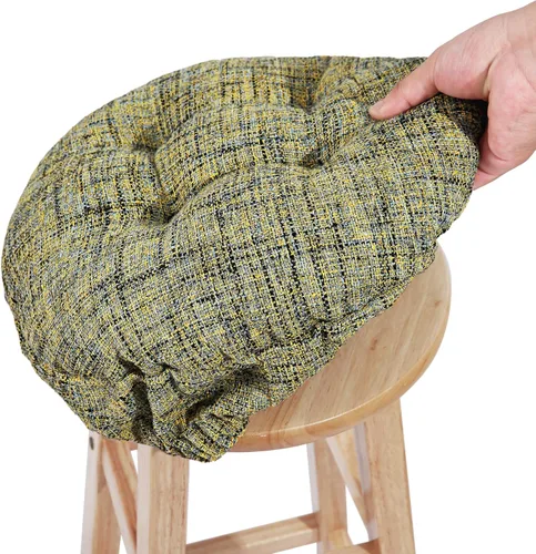 Vista 32 de SINOSSO Cojín moderno para taburete de bar de diámetro 14, diseño de entretejido de moda, antideslizante, de silicona, redondo, funda de cojín Beige