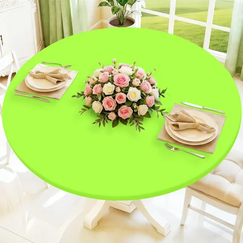 Vista 10 de Moosfor Round Spandex Tablecloth, Elastic Fitted Waterproof Tablecloths for 18"-24" Tables, Stretch Washable Picnic Table Cover for Camping, Dining