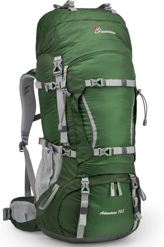 Vista 9 de MOUNTAINTOP 70L - Mochila con marco interno para camping, senderismo, mochila para hombres y mujeres con cubierta de lluvia