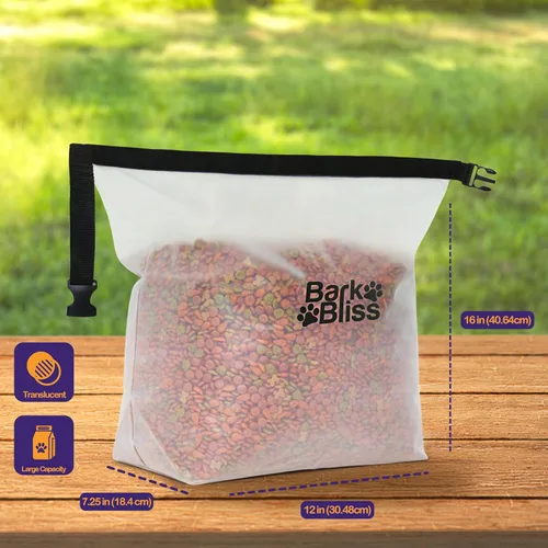 Vista 2 de Bolsa de viaje de comida para perros de 80 tazas, recipiente portátil grande, a prueba de fugas, resistente al agua, con gancho y bucle, plegable