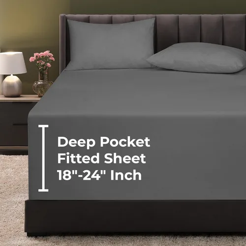 Vista 37 de Royale Linens Sábana bajera ajustable individual – Microfibra cepillada ultrasuave de 1800 hilos – Sábanas inferiores de lujo para hotel – No se