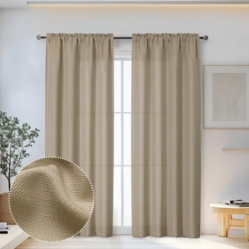 Vista 67 de OWENIE Bob Juego de 2 Paneles de Cortinas Negras de Cocina para Ventanas de 36 Pulgadas de Largo, Cortinas Cortas de Café con Textura de Lino