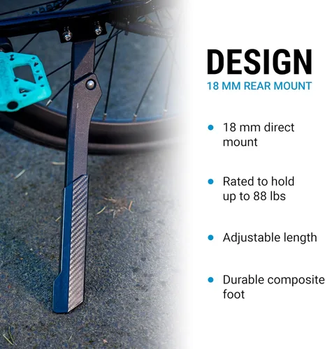 Vista 3 de Portland Design Works Sturdy Lad E-Bike Kickstand - E-Bike Accessories, Kick Stands for Adults Bikes