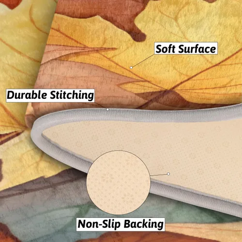 Vista 5 de cfpolar Maple Leaves Bathroom Rugs Non-Slip Bath Rug Microfiber Bath Mat Absorbent Kitchen Mats and Rugs Machine Washable Oval Plush Floor Mat for