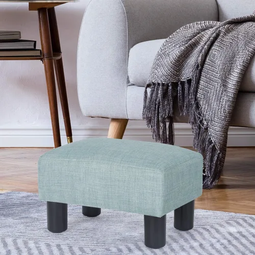 Vista 60 de Adeco 15.4" Small Footstool Ottoman for Footrest, Modern Rectangle Step Stool Extra Seating with Non-Skid Plastic Legs for Living Room, Couch, Brown