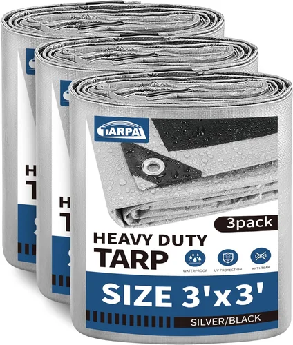 Vista 50 de TARPAL Lona 4x8 Pies Lonas Pequeñas Resistentes Impermeables 10mil Cubierta Protectora Multiusos Impermeable, Protección contra la Nieve o los Rayos