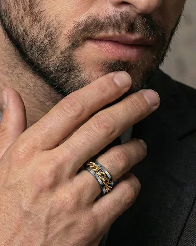 Vista 2 de King Ring 8mm Spinner Ring Fidget Ring for Men & Women Designed in USA