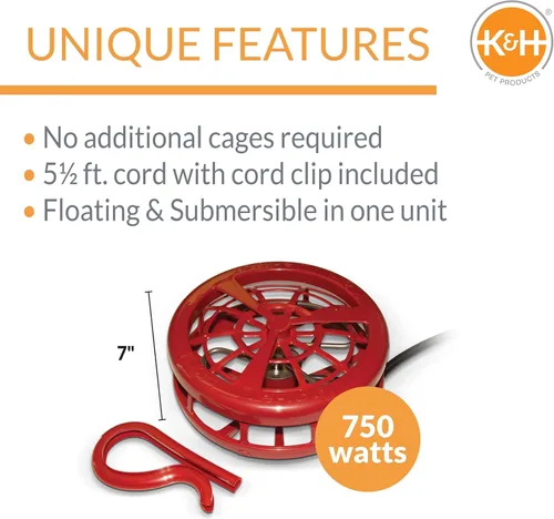 Vista 2 de K&H Ultimate - Anillo flotador desmontable para tanque de combustible todo en uno, 1000 W, Rojo