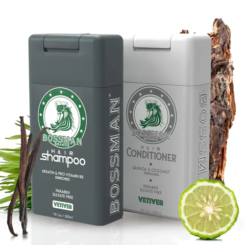 Vista 11 de Bossman Combo de champú y acondicionador para el cabello, sin parabenos y sin sulfatos (Royal Oud)