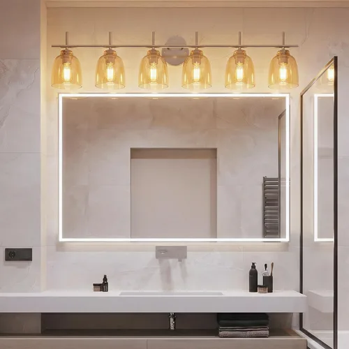 Vista 6 de Paquete de 3 repuestos de pantalla de vidrio ámbar transparente, cubiertas de luz de ventilador de techo, globos de vidrio para candelabros