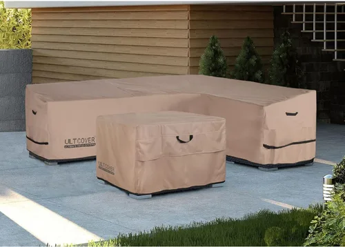 Vista 6 de ULTCOVER Funda impermeable para sofá de patio en forma de L y orientación derecha, para muebles modulares de 6 plazas, 110 pulgadas de ancho