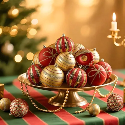 Vista 3 de SHareconn Juego de 70 adornos clásicos de bolas de Navidad 2025, bolas de plástico inastillables, cinta y adorno para árbol de Navidad, vacaciones