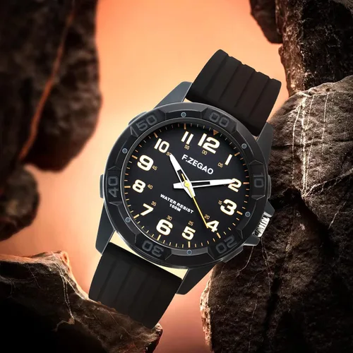 Vista 3 de F.ZEGAO 100M Waterproof Watch for Swimming, Easy Read Unisex Analog Watch, Second Hand Diver Analog Watch Men, 45mm Diameter