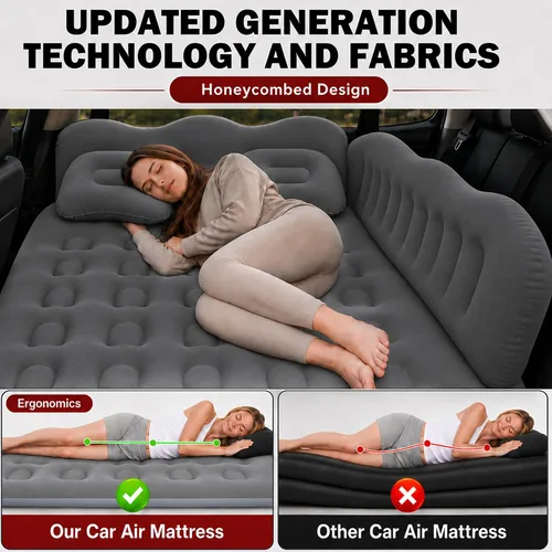 Vista 2 de Colchón de aire de coche para asiento trasero de camioneta SUV Gris